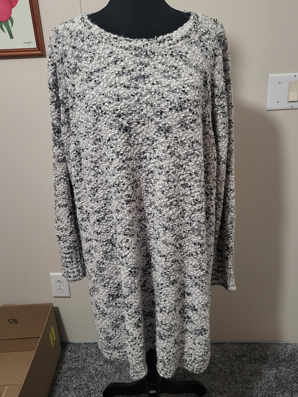 Maurices Speckled Knit Sweater Dress - Cream & Black